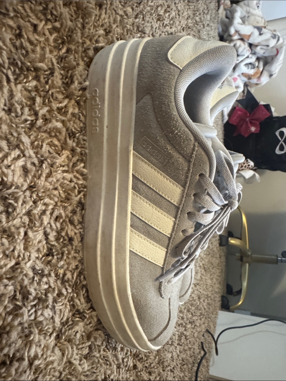 adidas Women’s Light Gray Suede Platform Sneakers